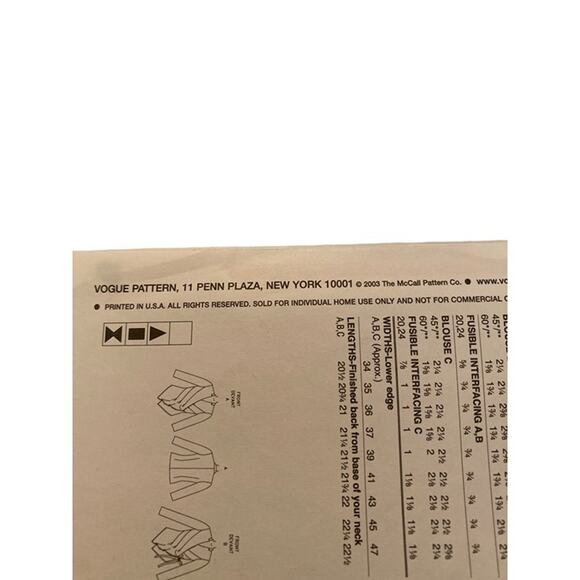 Sewing Pattern Vogue V7828 Fitted Wrap Blouse 12 14 16 - Picture 4 of 7